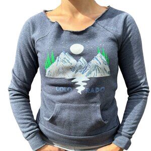 Women's Colorado Graphic Distressed Sweatshirt - Blue Gray